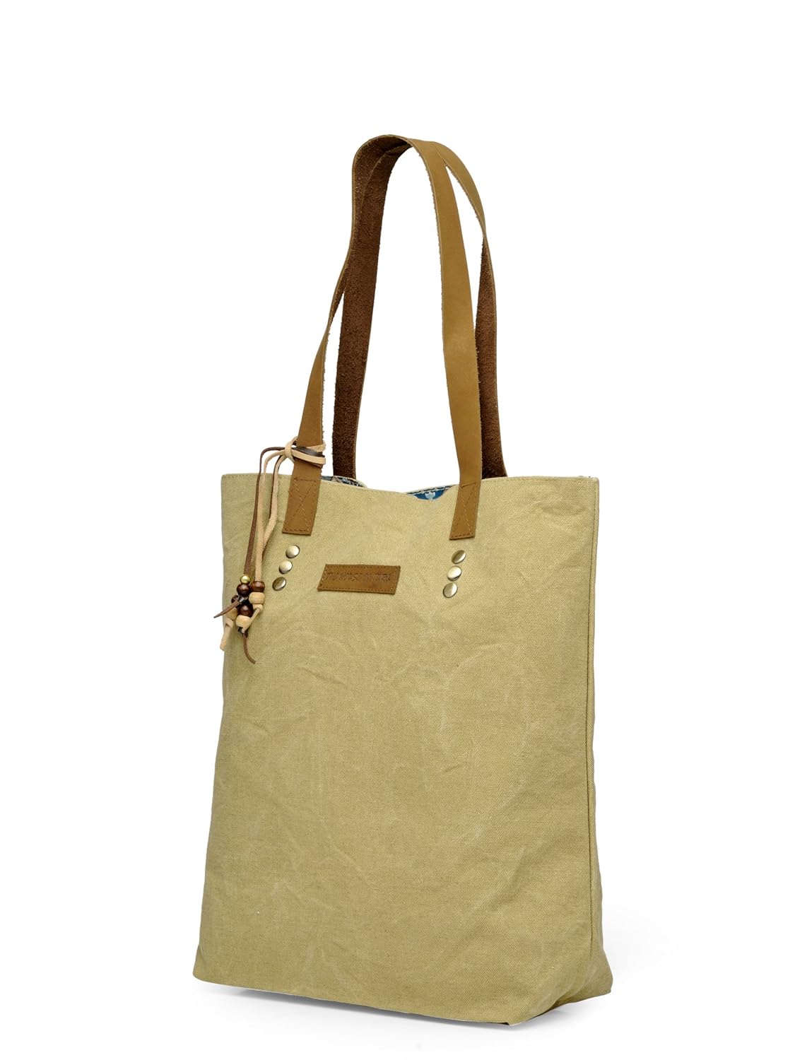 The House of tara Solid Canvas Tote Handbag | Tassel Embellished | Magnetic Closure & Internal Zip Pocket Shoulder Bag | For College, Office and Daily Use | Waterproof Bag | For Women (Beige)
