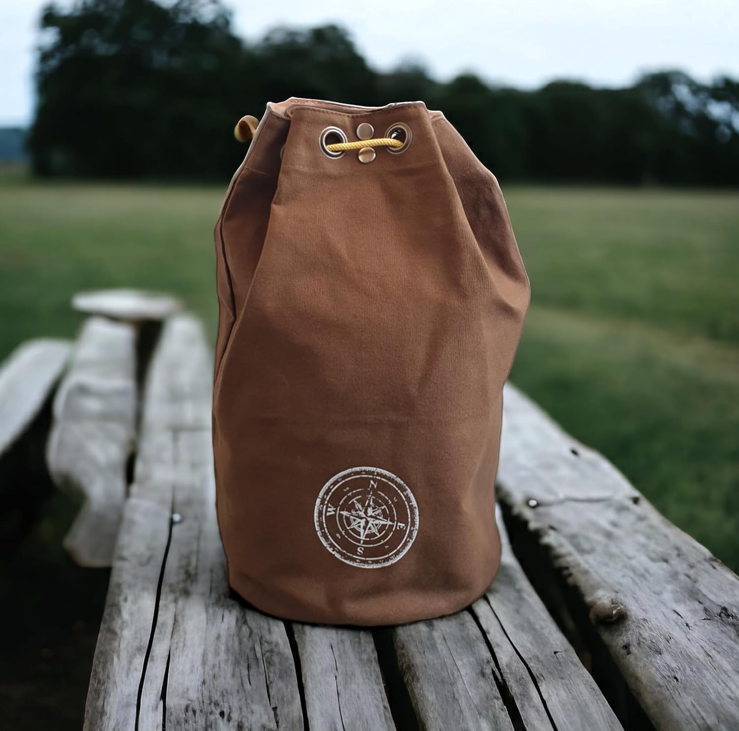 The House of tara Canvas Backpack for Men & Women 20 Litres | Casual Cotton Bag with Spacious Compartment & Drawstring Strap | Stylish Bag suitable for College, Hiking & Everyday Essentials (Khaki)