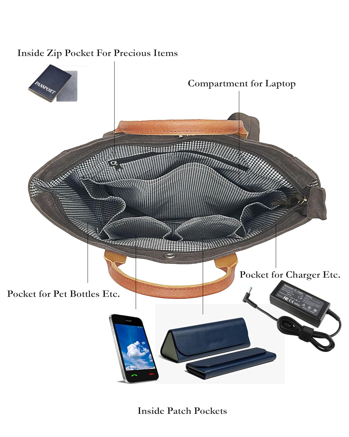 The House of tara Convertible Canvas Backpack for Men and Women 15 L | Casual Bag With Laptop Compartment (Upto 14 Inch), Inside Patch Pockets & Grab Handle | Suitable for Office & College
