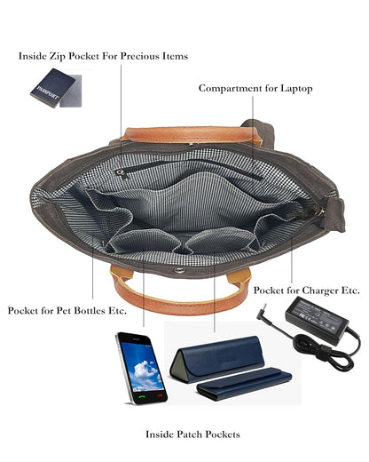 The House of tara Convertible Canvas Backpack for Men and Women 15 L | Casual Bag With Laptop Compartment (Upto 14 Inch), Inside Patch Pockets & Grab Handle | Suitable for Office & College