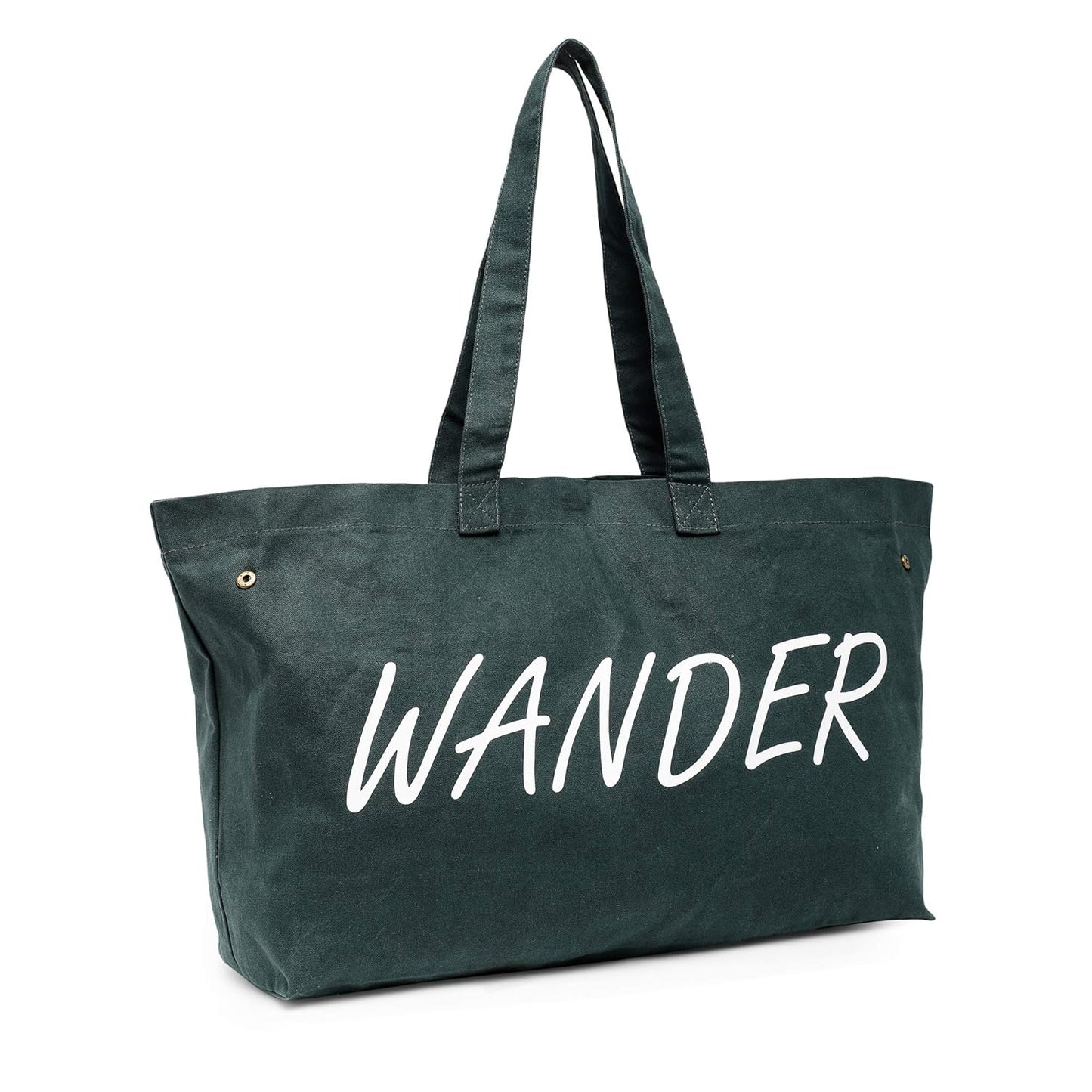 The House of tara Canvas Tote Bag with Detachable Pouch | Cotton Shopping Handbag | Magnetic Closure Tote with Zipper Pouch | Back Pocket with Zip | Wander Print | For Women