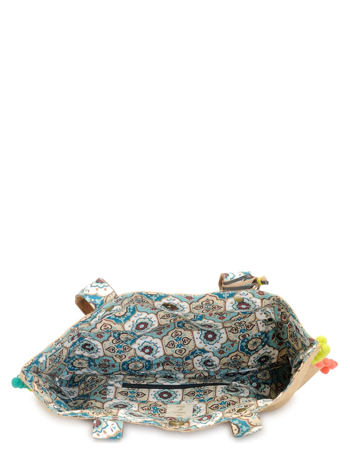 The House of tara Jute Tote Handbag | Brown Beige Printed Shoulder Bag | Tassel Embellished | Magnetic Closure | Zipper Compartment | Casual Bag for College, Office & Daily Use | For Women (Beige 1)