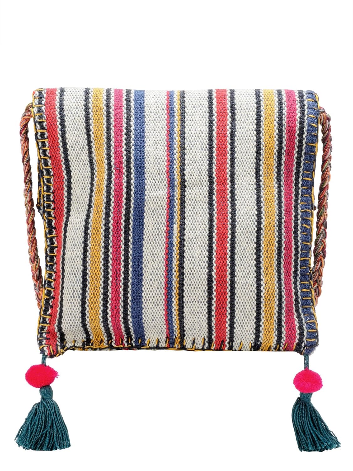 The House of tara Handloom Purse For Women | Small Crossbody Sling Bag with Waterproof Inner Lining, Tassels & Zip Pocket | Handcrafted Aesthetic Foldable Ladies Purse Handbag (Multicolor)