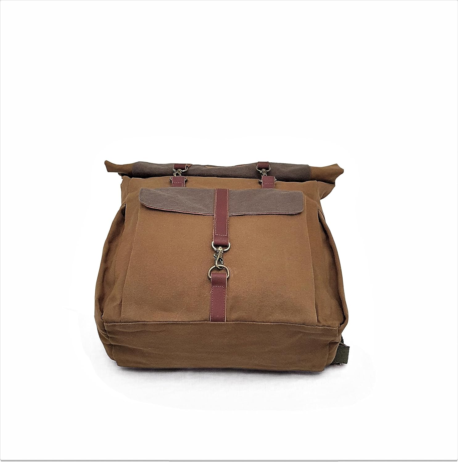The House of tara Dual Tone Canvas Backpack for Men & Women | 13 Liters | Casual Bags, Padded Laptop Compartment, 4 External Pockets, Adjustable straps | Suitable for Office, Travel & College (Brown)