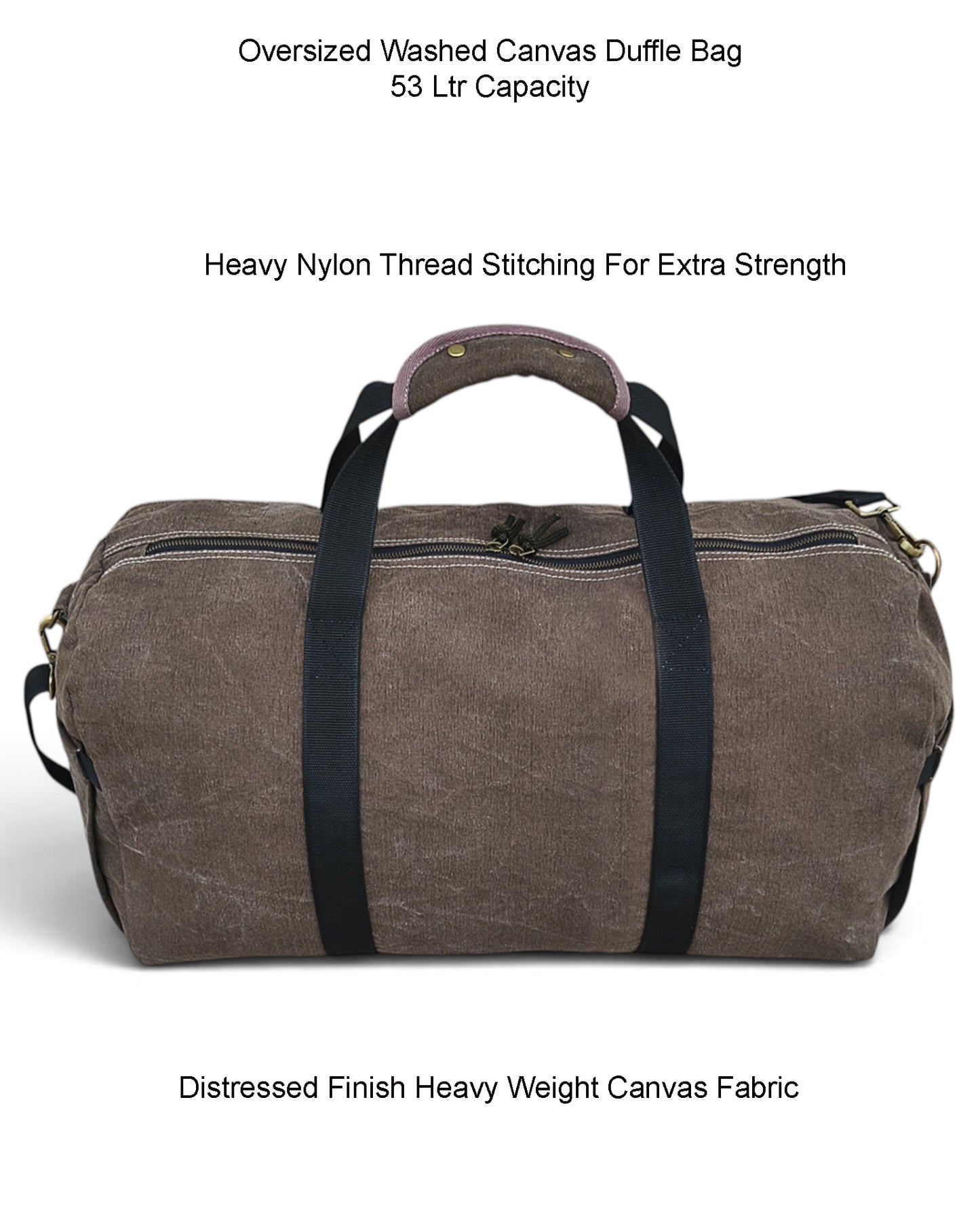 The House of Tara Distressed Finish Heavy Cotton Canvas Oversize Duffle Bag | 53 litres | Sports Duffel | Travel Bags | For Men and Women | Detachable Broad Strap | Airline Carry-On Luggage