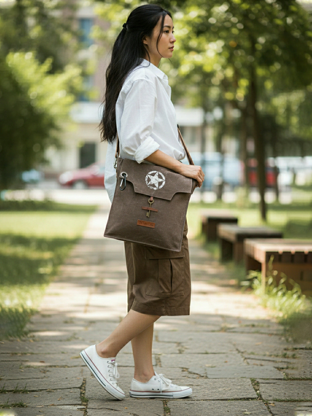 Sturdy Cotton Canvas Messenger Bags for Men and Women | With two Magnetic Snap Buttons Flap Closure, Adjustable Body Strap & Multiutility Lobster Hook