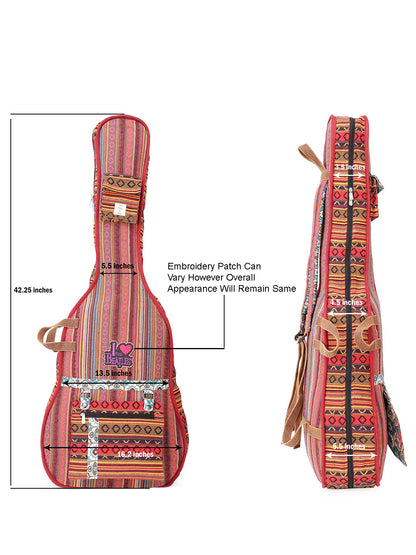 Ethnic Handloom Fabric Acoustic Guitar Bag Cover for Men and Women | Modern Guitar Case |  Inner Lining | Adjustable Straps | Padded Protection | Zip Pocket |
