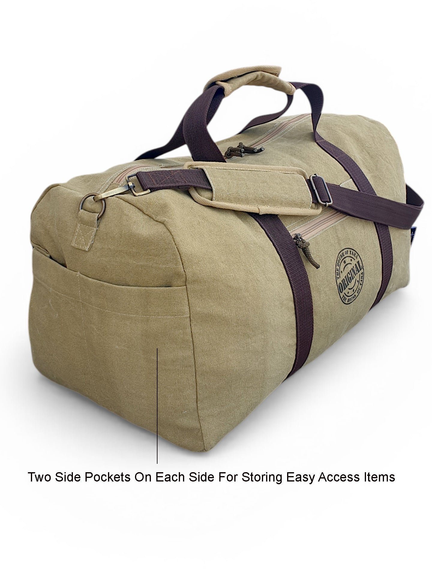 Canvas Travel Duffle Bag | 53 litres | Sports Duffel | Gym Bags | for Men and Women | 100% Cotton Lining | Detachable Broad Strap | Airline Carry-On Luggage | Oversize |