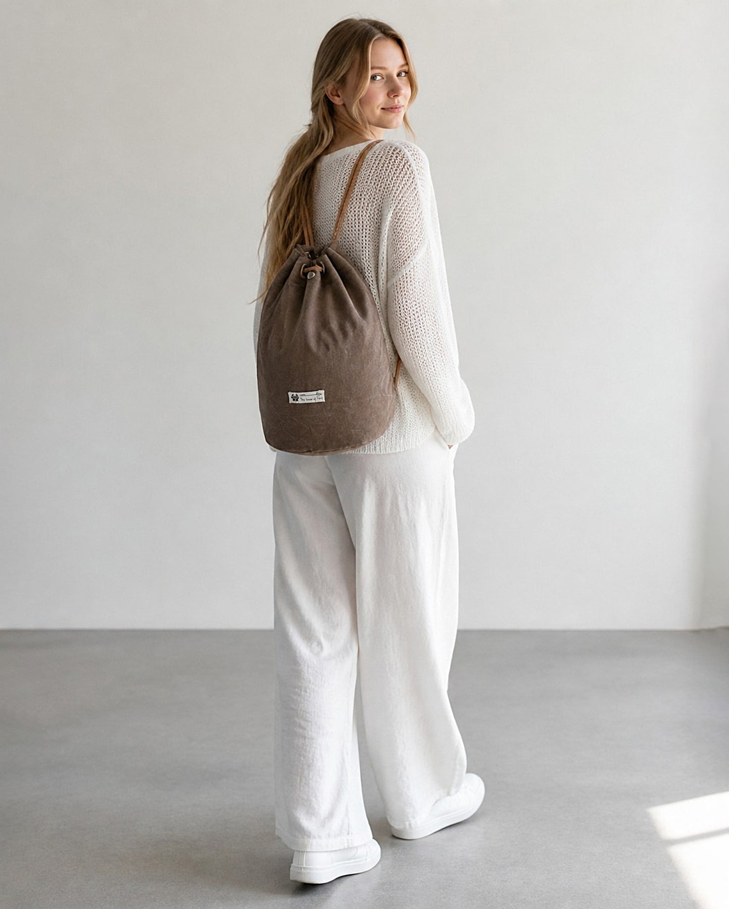 Distressed Canvas Backpack/Rucksack for Men & Women 20 Litres | Casual Cotton Bag with Spacious Compartment & Drawstring Strap | Stylish Bag suitable for College, Hiking & Everyday Essentials