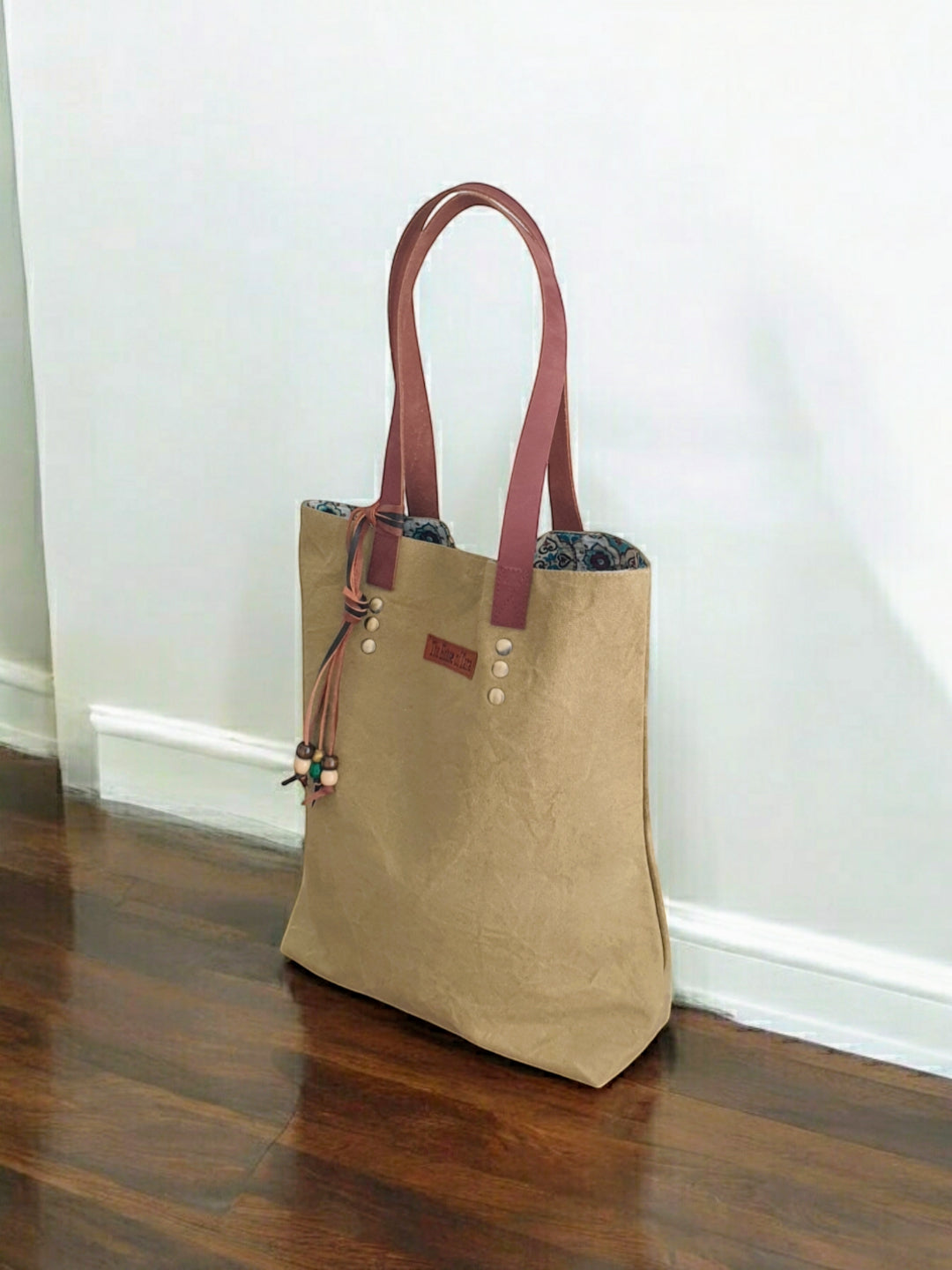 Distressed Finish Heavy Canvas Tote Handbag | Tassel Embellished | Magnetic Closure & Internal Zip Pocket Shoulder Bag | For College, Office and Daily Use | For Women
