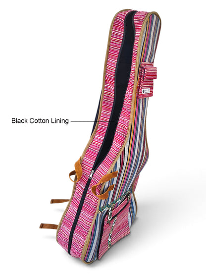 Ethnic Handloom Fabric Acoustic Guitar Bag Cover for Men and Women | Modern Guitar Case | Inner Lining | Adjustable Straps | Padded Protection | Zip Pockets |