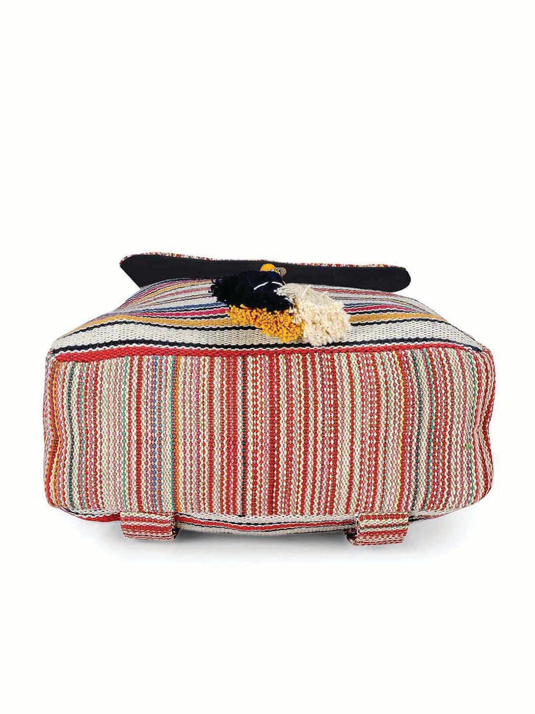 Handloom Fabric Backpack for Women 10 Litres | Multicolour Casual Cloth Bag with  Inner lining | Stylish Bag suitable for College, Travel & Beach