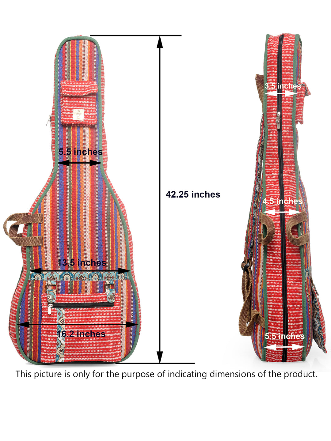 Ethnic Handloom Fabric Acoustic Guitar Bag Cover for Men and Women | Modern Guitar Case | Inner Lining | Adjustable Straps | Padded Protection | Zip Pockets |