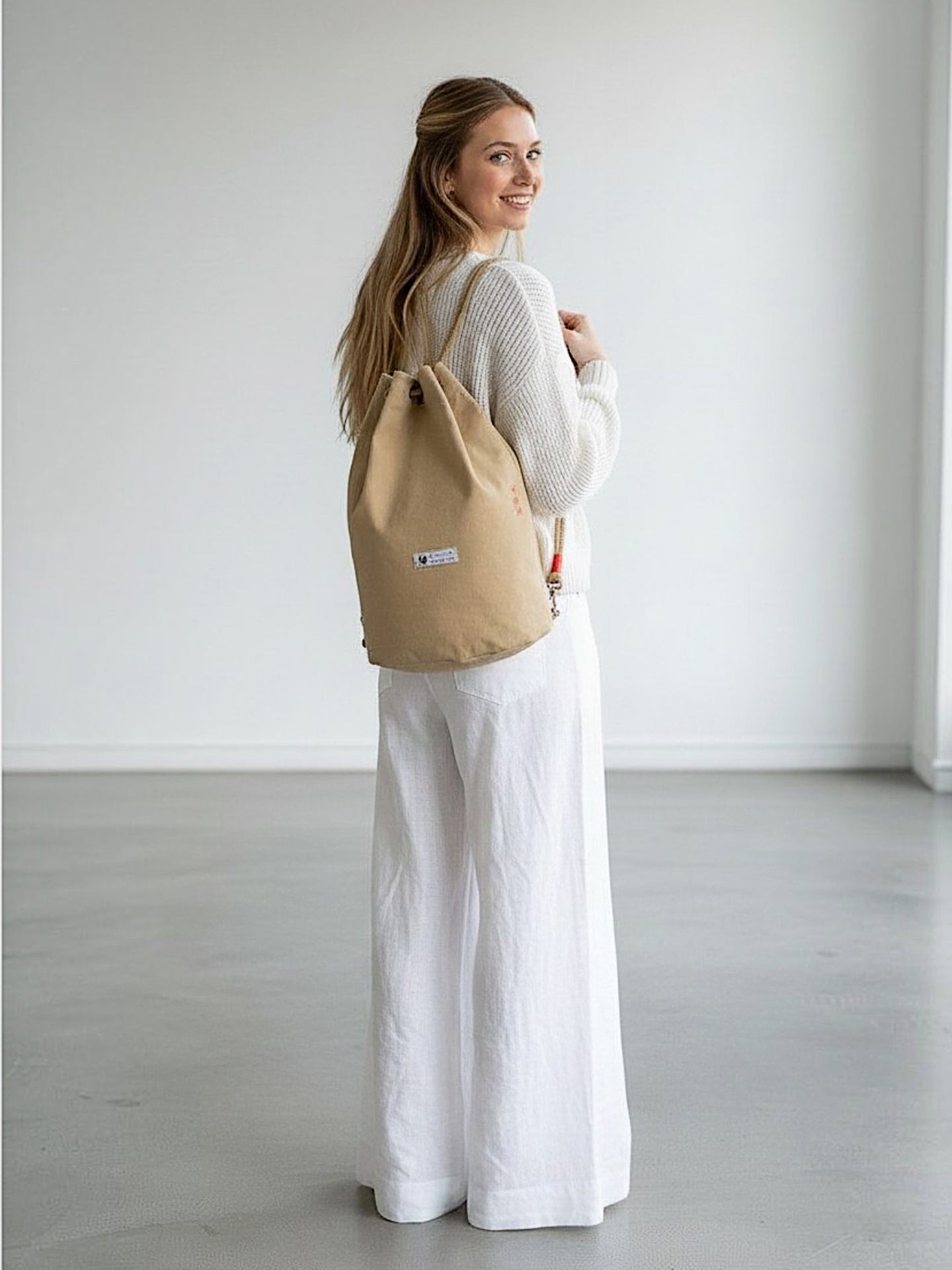 Distressed Canvas Backpack/Rucksack for Men & Women 20 Litres | Casual Cotton Bag with Spacious Compartment & Drawstring Strap | Stylish Bag suitable for College, Hiking & Everyday Essentials