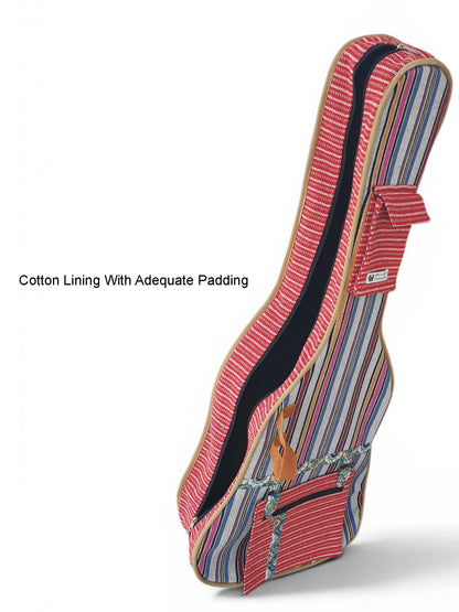 Ethnic Handloom Fabric Acoustic Guitar Bag Cover for Men and Women | Modern Guitar Case | Inner Lining | Adjustable Straps | Padded Protection | Zip Pockets |