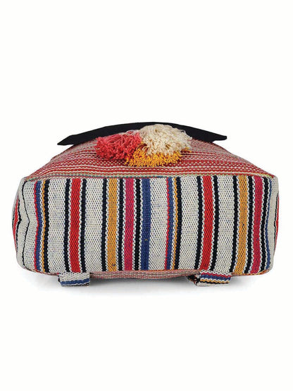 Handloom Fabric Backpack for Women 10 Litres | Multicolour Casual Cloth Bag with  Inner lining | Stylish Bag suitable for College, Travel & Beach