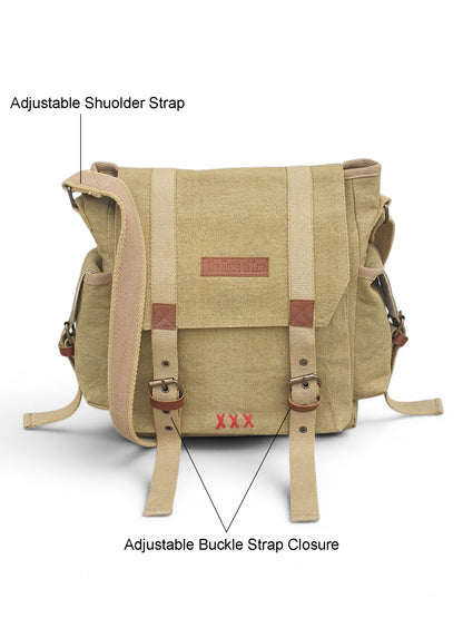 Distressed Cotton Canvas Sling Messenger Bag for Men and Women I Multipurpose Crossbody Bag I Travel Bag with Adjustable Strap | Unisex Sling Bag Crossbody Handbag for Office/Travel