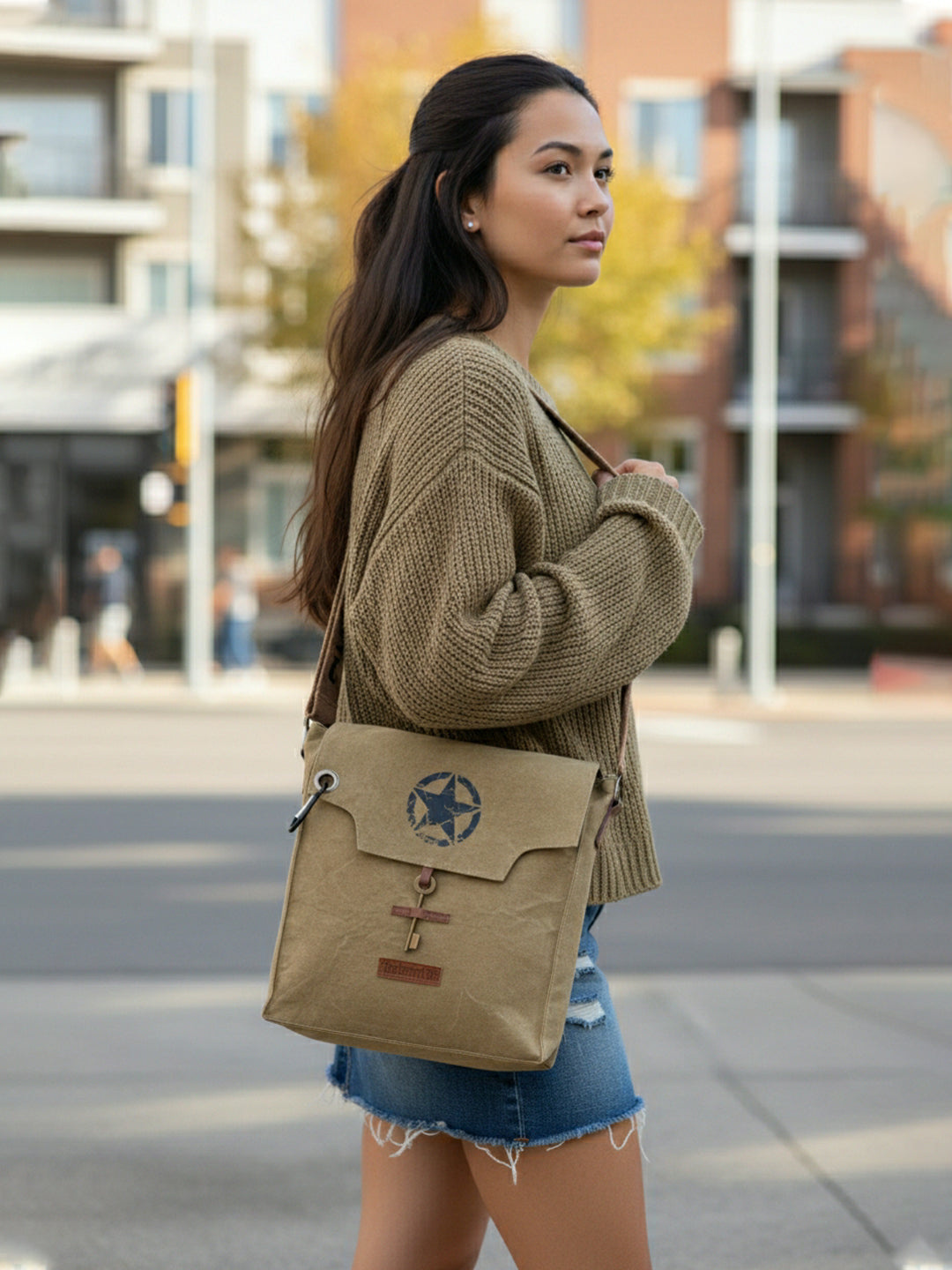 Sturdy Cotton Canvas Messenger Bags for Men and Women | With two Magnetic Snap Buttons Flap Closure, Adjustable Body Strap & Multiutility Lobster Hook