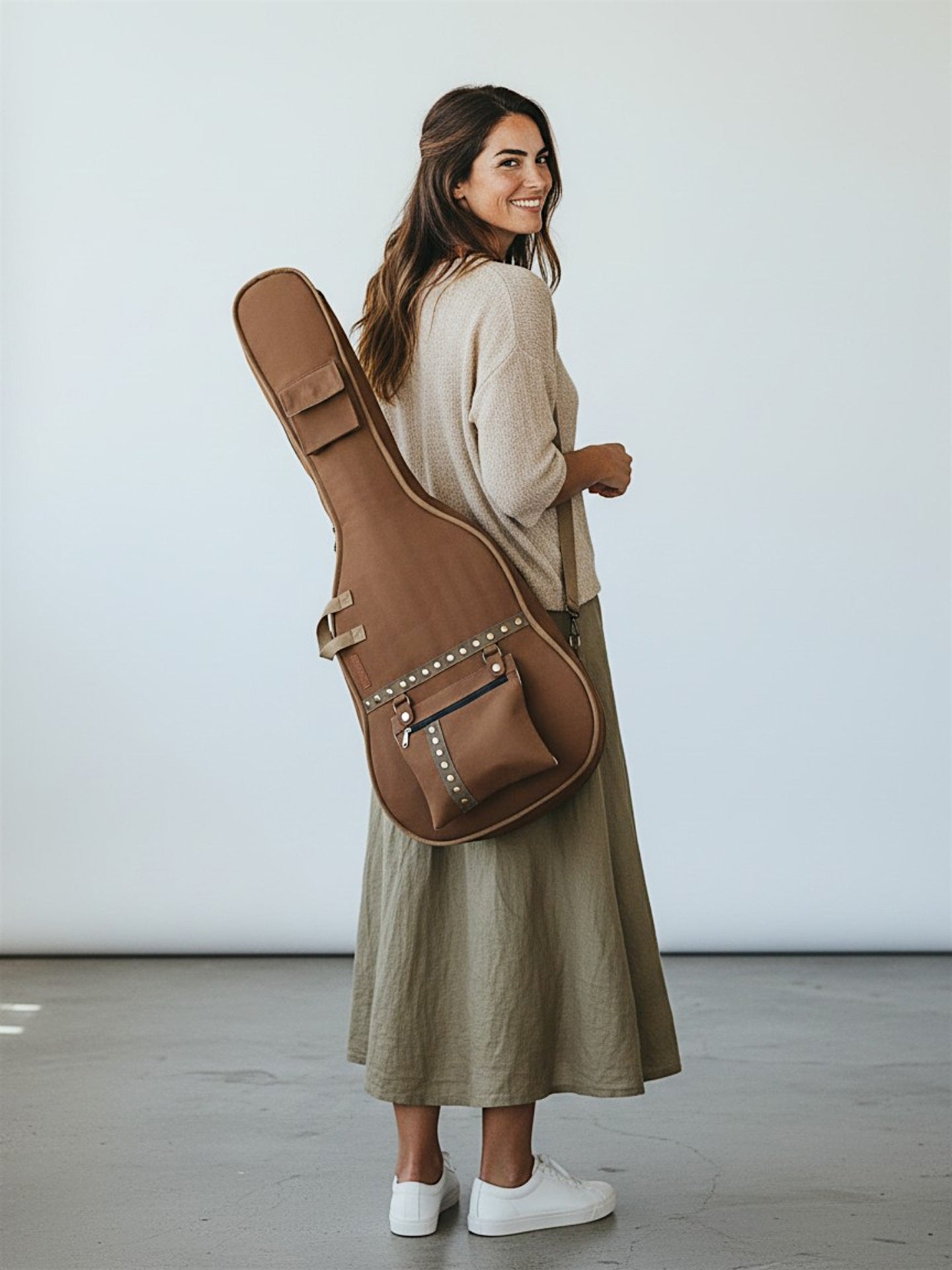 Cotton Canvas Fabric Acoustic Guitar Bag Cover for Men and Women | Modern Guitar Case | 100% Cotton Inner Lining | Adjustable Straps | Padded Protection | Zip Pocket |
