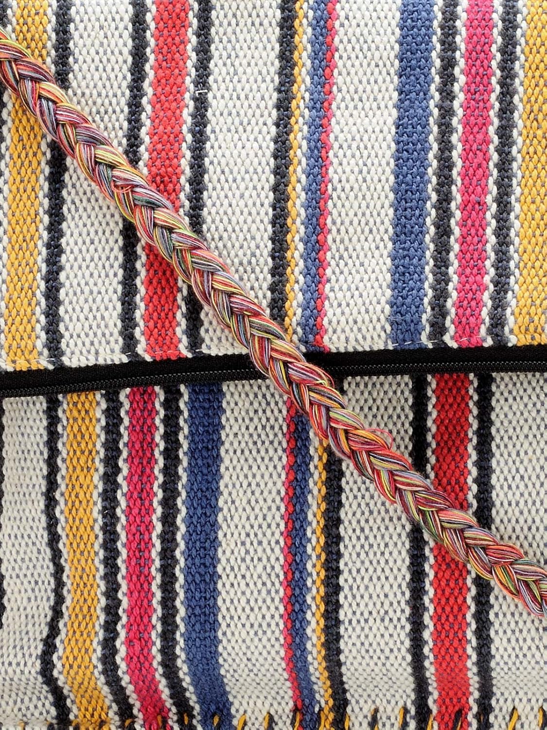 The House of tara Handloom Purse For Women | Small Crossbody Sling Bag with Waterproof Inner Lining, Tassels & Zip Pocket | Handcrafted Aesthetic Foldable Ladies Purse Handbag (Multicolor)