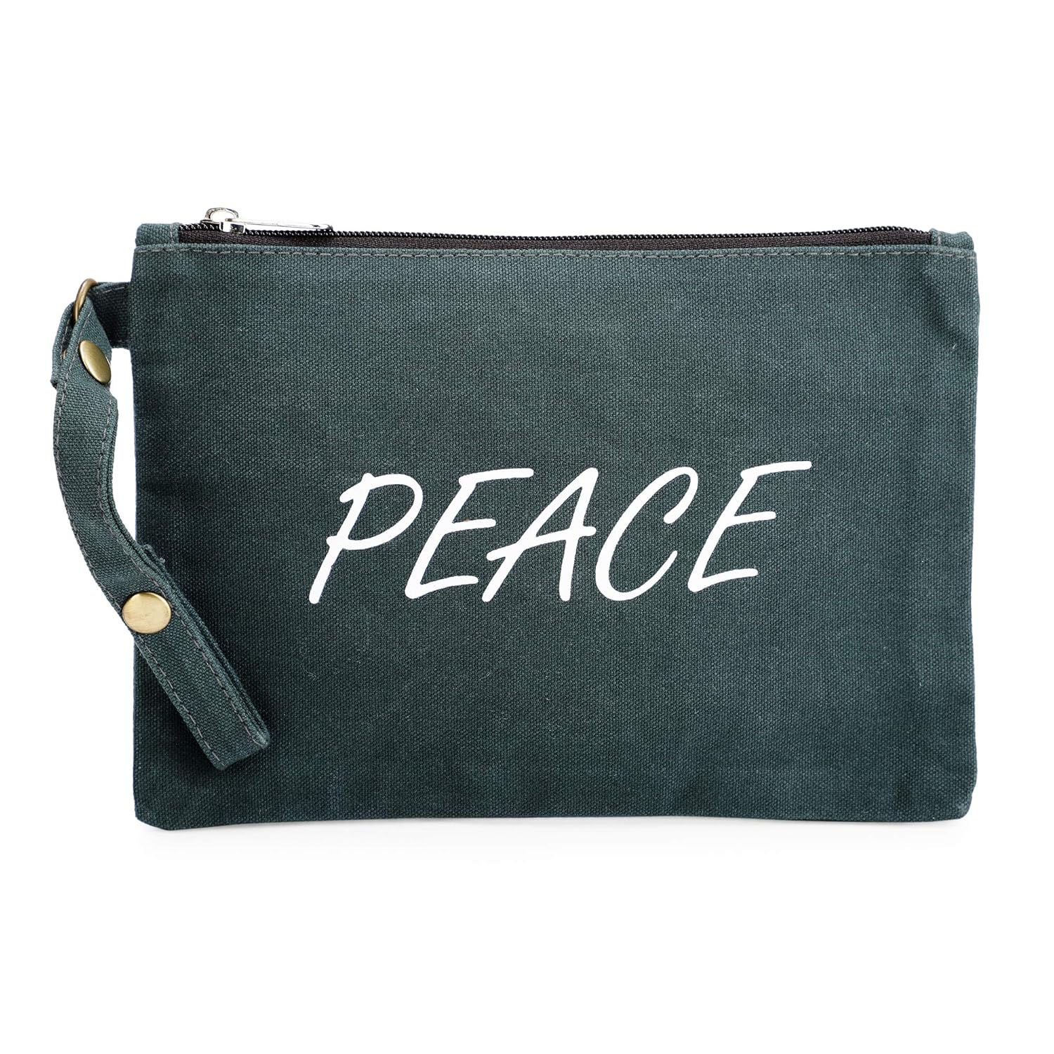 The House of tara Canvas Tote Bag with Detachable Pouch | Cotton Shopping Handbag | Magnetic Closure Tote with Zipper Pouch | Back Pocket with Zip | Peace Print | For Women