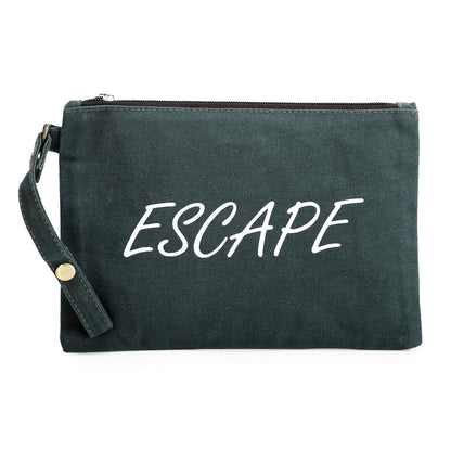 The House of tara Canvas Tote Bag with Detachable Pouch | Cotton Shopping Handbag | Magnetic Closure Tote with Zipper Pouch | Back Pocket with Zip | Escape Print | For Women