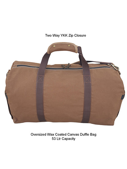 Canvas Travel Duffle Bag | 53 litres | Sports Duffel | Gym Bags | for Men and Women | 100% Cotton Lining | Detachable Broad Strap | Airline Carry-On Luggage | Oversize |