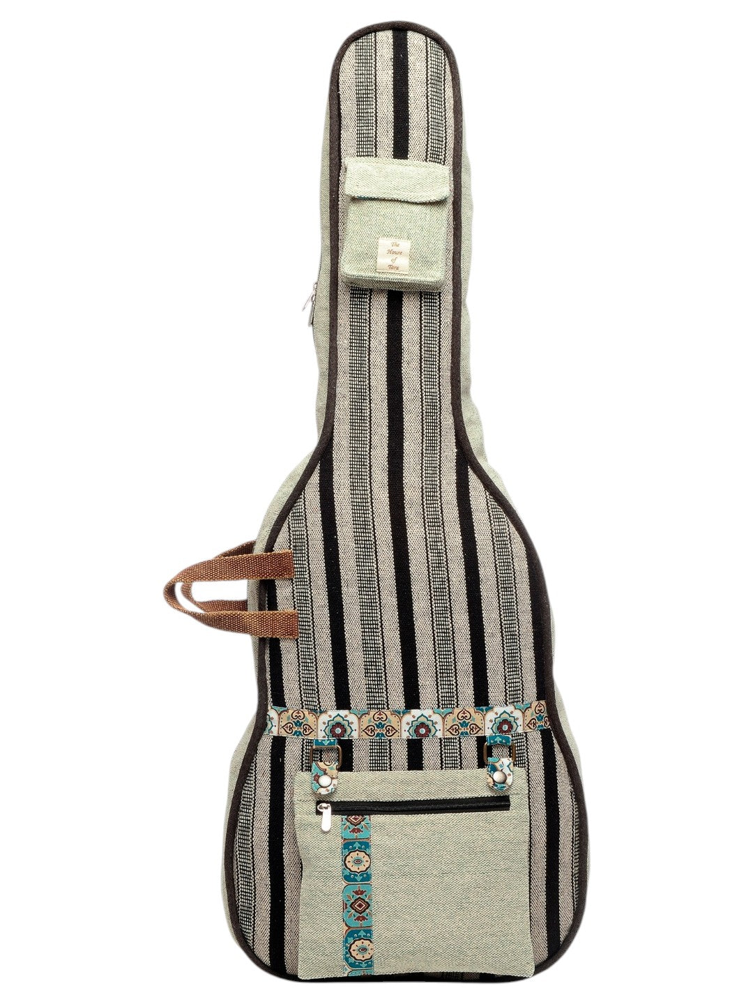 Ethnic Handloom Fabric Acoustic Guitar Bag Cover for Men and Women | Modern Guitar Case | Inner Lining | Adjustable Straps | Padded Protection | Zip Pockets |