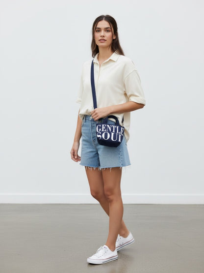 Denim Cotton Sling Bag for Women | Cross Body Bag With  Compartment, Removable & Adjustable Strap | Printed Shoulder Bags Suitable for College & Travel