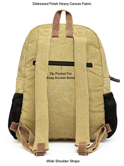 Canvas Laptop Backpack for Men & Women 16 Liters | Casual Bag with Waterproof Inner Lining & Laptop Compartment (fits up to 15.6 Inch) | Suitable for College & Travel