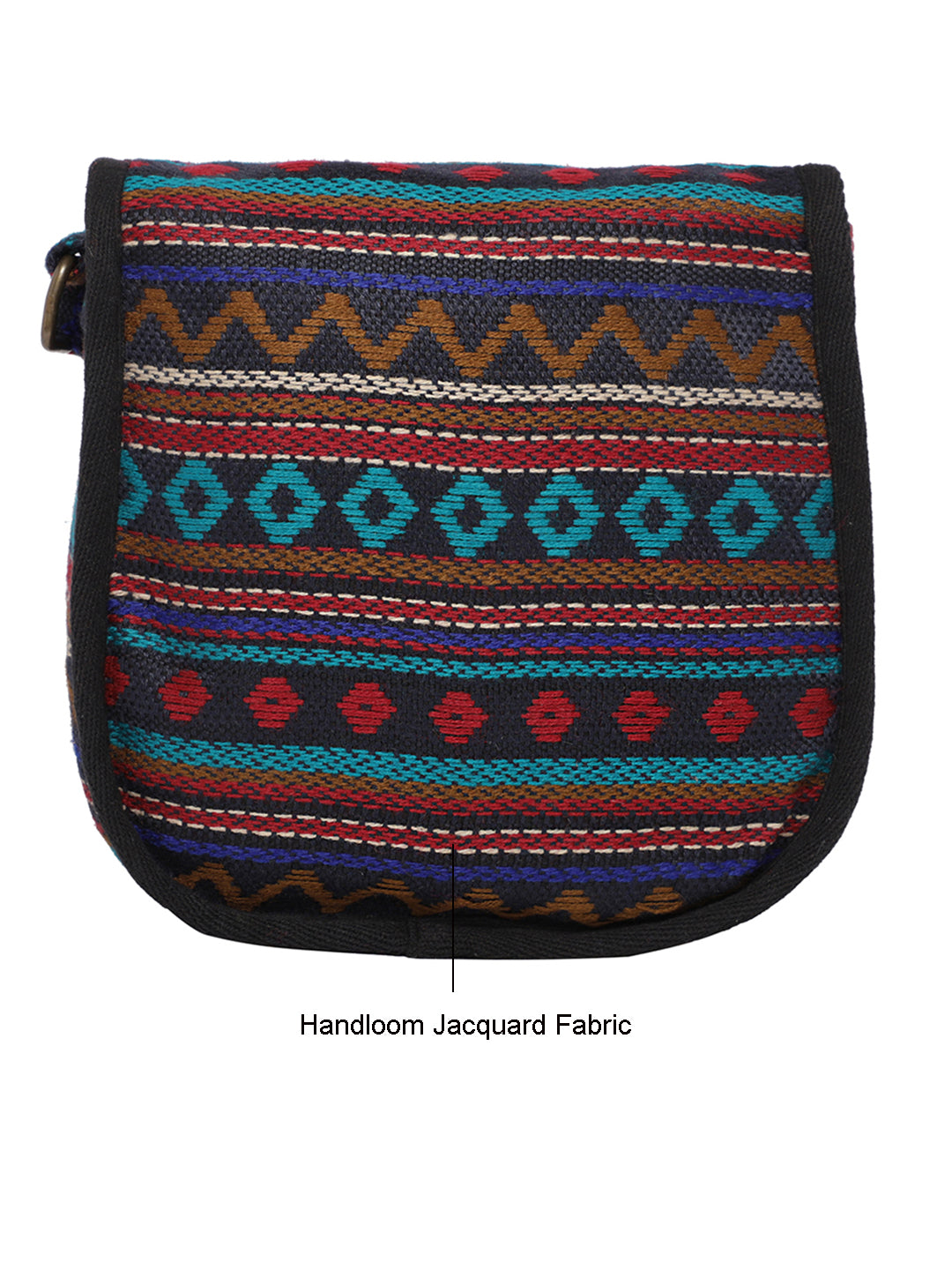 Ethnic Handloom Crossbody Sling Bag | Embellished with Tassels and Trims. Flap Closure with a Snap Button | Internal Zip Pocket | Multicolour side Crossbody Bag for Women | Handmade.