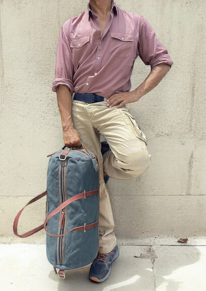 Convertible Canvas Travel Duffle Bag 25 litres | Gym Sports Duffel Backpack | Unisex | Adjustable Removable Strap | Luggage Garment Bag | Quick Access Pockets |