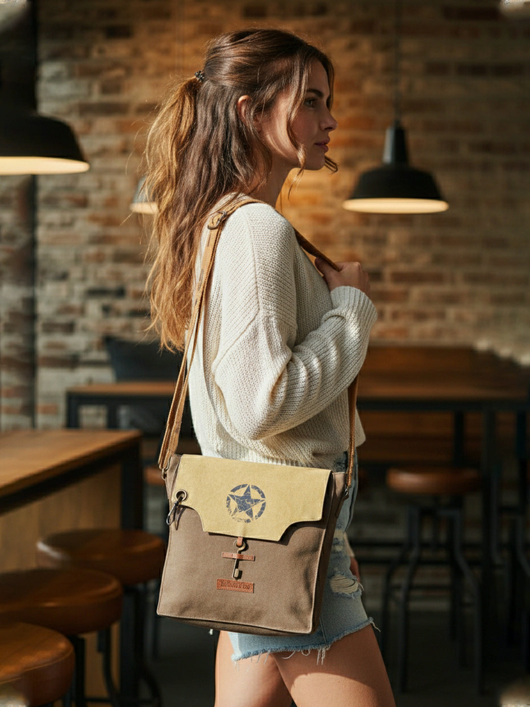 Sturdy Cotton Canvas Messenger Bags for Men and Women | With two Magnetic Snap Buttons Flap Closure, Adjustable Body Strap & Multiutility Lobster Hook