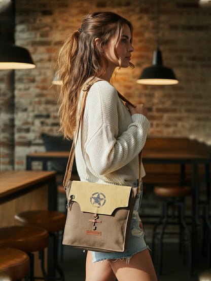 Sturdy Cotton Canvas Messenger Bags for Men and Women | With two Magnetic Snap Buttons Flap Closure, Adjustable Body Strap & Multiutility Lobster Hook