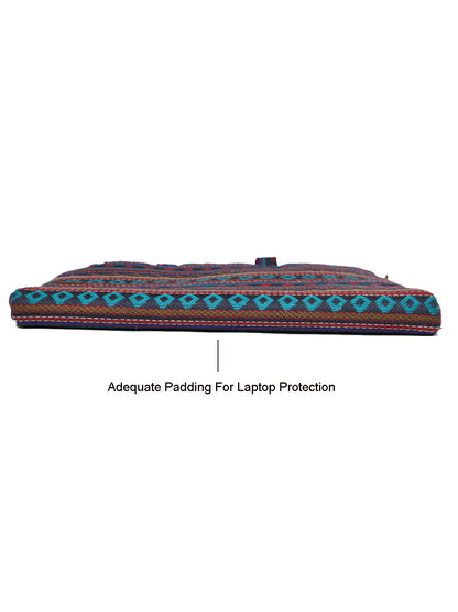 Office Laptop Bag for Women 13.3 And 15.6 Inch | Ideal For Office & Travel | Multicolour Embellished Handloom Fabric | MacBook Messenger Business Bag for ladies