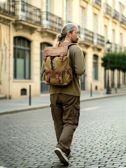 Backpack for Men & Women 27 Liters | Large Bag with Broad Adjustable Straps & 3 External Pockets | Spacious Casual Backpacks For College & Travel (Khaki Green)