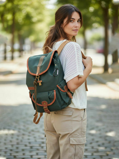 Canvas Backpack for Men & Women 19 Liters |  Cloth Bag with Broad Adjustable Straps & 3 External Pockets | Spacious Casual Backpacks for College & Travel (Blue)