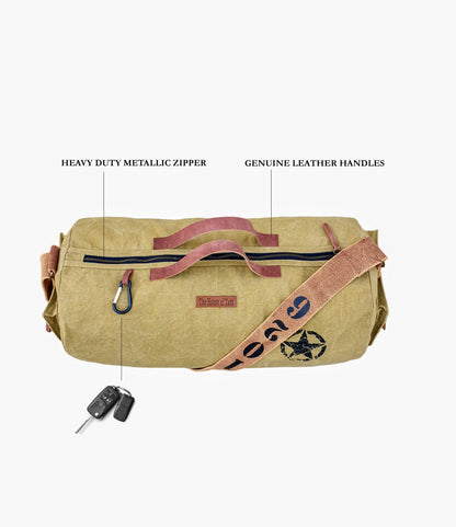 Canvas Travel Duffle Bag | 25 litres | Sports Duffel | Gym Bags | for Men and Women | Adjustable Broad Strap | Airline Carry-On Luggage | Quick Access Pockets |