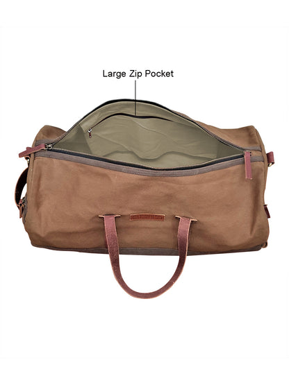 Convertible Canvas Travel Duffle Bag 25 litres | Gym Sports Duffel Backpack | Unisex | Adjustable Removable Strap | Luggage Garment Bag | Quick Access Pockets |