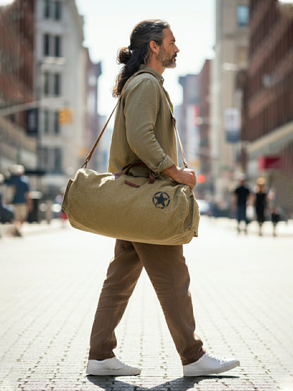 Canvas Travel Duffle Bag | 25 litres | Sports Duffel | Gym Bags | for Men and Women | Adjustable Broad Strap | Airline Carry-On Luggage | Quick Access Pockets |