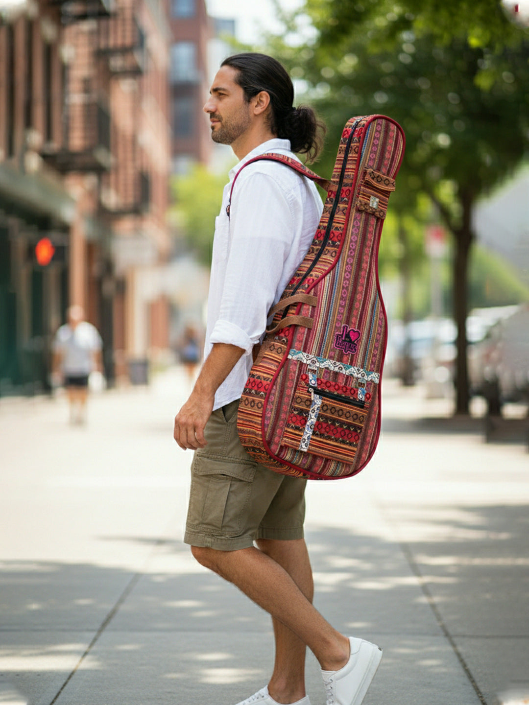 Ethnic Handloom Fabric Acoustic Guitar Bag Cover for Men and Women | Modern Guitar Case |  Inner Lining | Adjustable Straps | Padded Protection | Zip Pocket |