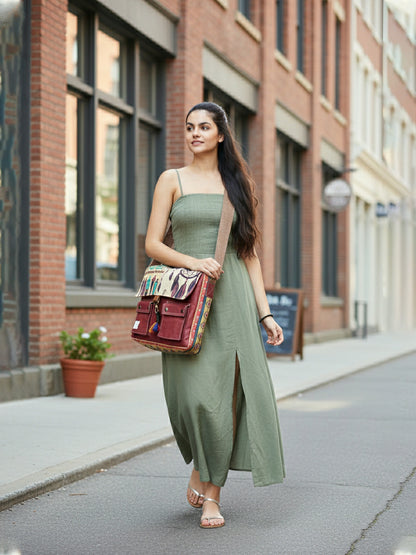 Messenger Bags for Women | Teal Laptop Messenger Bag made with Canvas | Fits up to 15.6 Inches Laptop/MacBook | Ladies Crossbody Sling Bag Comes with 2 External Pockets