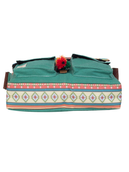 Messenger Bags for Women | Teal Laptop Messenger Bag made with Canvas | Fits up to 15.6 Inches Laptop/MacBook | Ladies Crossbody Sling Bag Comes with 2 External Pockets