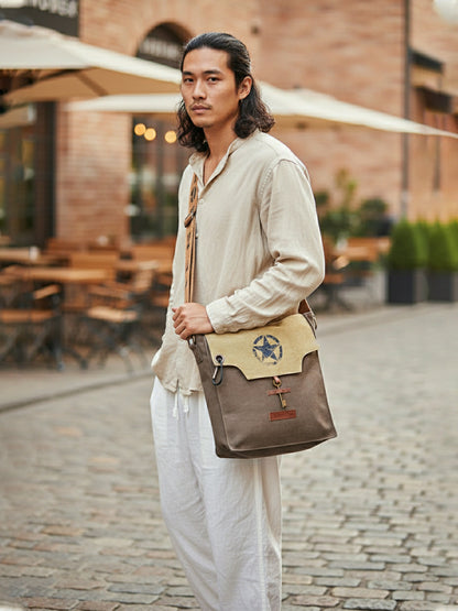 Sturdy Cotton Canvas Messenger Bags for Men and Women | With two Magnetic Snap Buttons Flap Closure, Adjustable Body Strap & Multiutility Lobster Hook