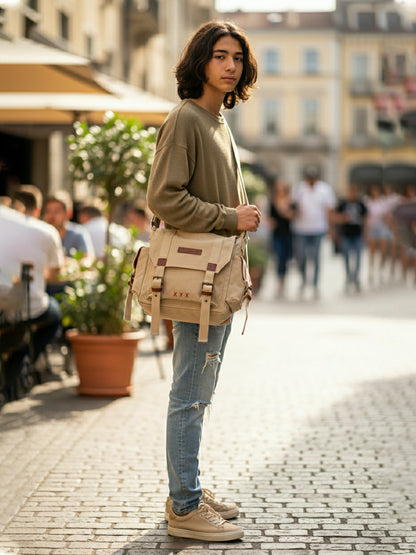 Denim Cotton Canvas Sling Messenger Bag for Men and Women I Multipurpose Crossbody Bag I Travel Bag with Adjustable Strap | Unisex Sling Bag Crossbody Handbag for Office/Travel