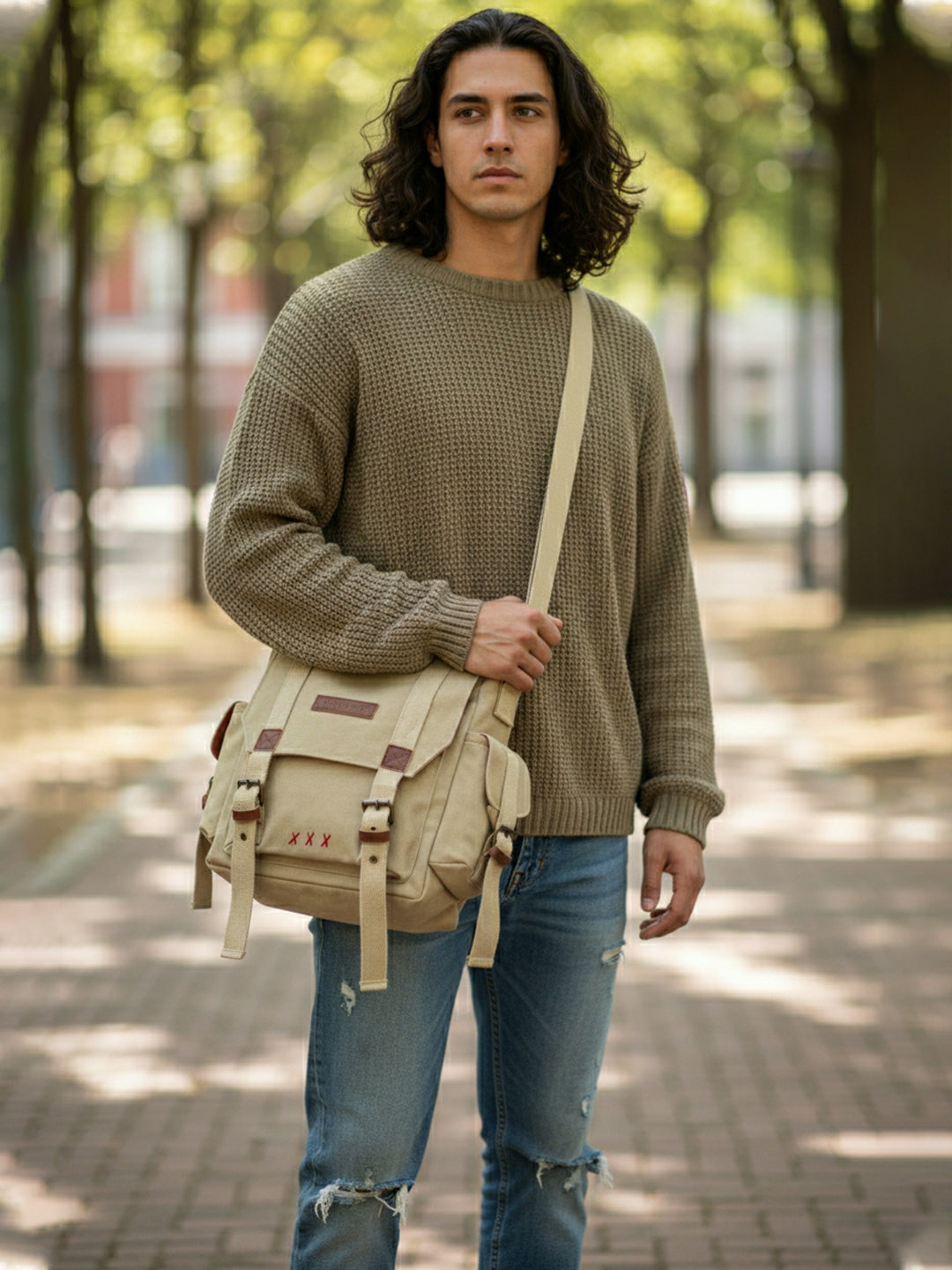 Denim Cotton Canvas Sling Messenger Bag for Men and Women I Multipurpose Crossbody Bag I Travel Bag with Adjustable Strap | Unisex Sling Bag Crossbody Handbag for Office/Travel