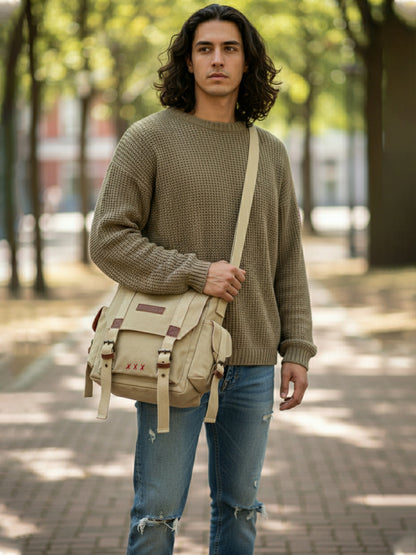 Denim Cotton Canvas Sling Messenger Bag for Men and Women I Multipurpose Crossbody Bag I Travel Bag with Adjustable Strap | Unisex Sling Bag Crossbody Handbag for Office/Travel