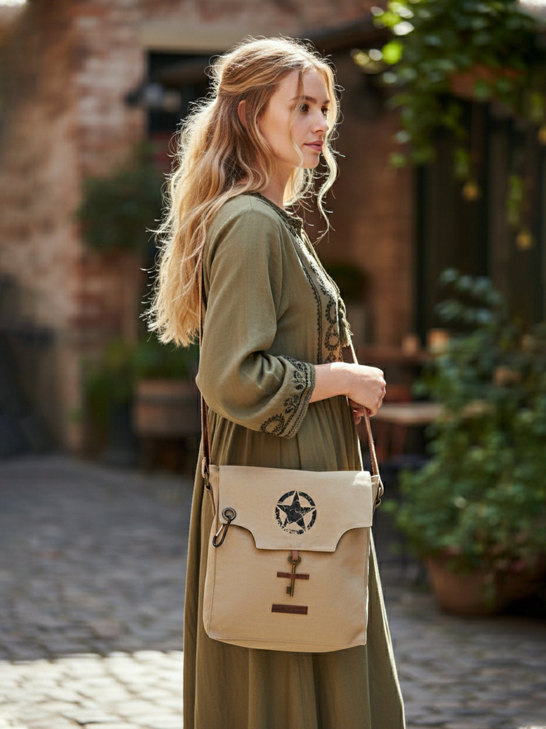 Sturdy Cotton Canvas Messenger Bags for Men and Women | With two Magnetic Snap Buttons Flap Closure, Adjustable Body Strap & Multiutility Lobster Hook