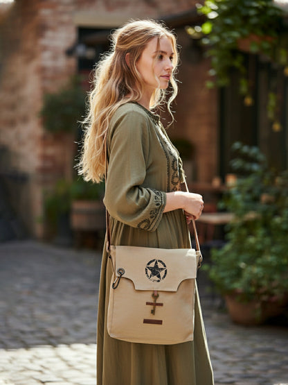 Sturdy Cotton Canvas Messenger Bags for Men and Women | With two Magnetic Snap Buttons Flap Closure, Adjustable Body Strap & Multiutility Lobster Hook