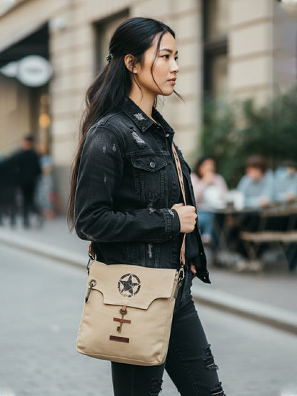 Sturdy Cotton Canvas Messenger Bags for Men and Women | With two Magnetic Snap Buttons Flap Closure, Adjustable Body Strap & Multiutility Lobster Hook